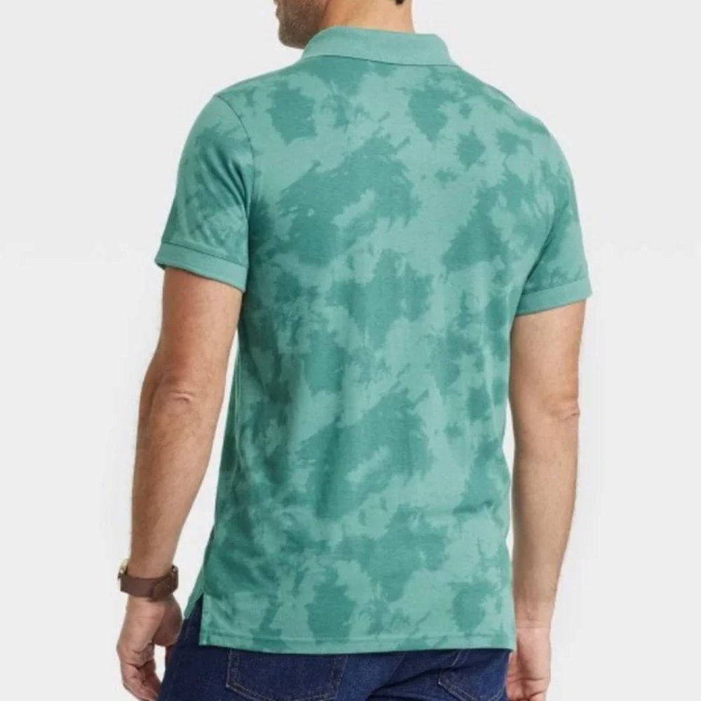 Goodfellow & Co. Men's Short Sleeve Tie Dye Polo Shirt Green Plus Size XXL NWT - Picture 2 of 7